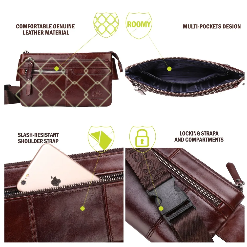 Поясная Сумка BISON DENIM из натуральной кожи поясная сумка для Ipad мини воловьей пояс