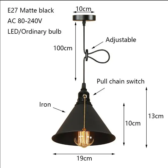 Современный Утюг роспись скандинавском стиле тянуть цепь переключатель подвесной светильник E27 светодио дный 220 В Творческий подвесной светильник кухонный зал hotel - Цвет корпуса: matte black