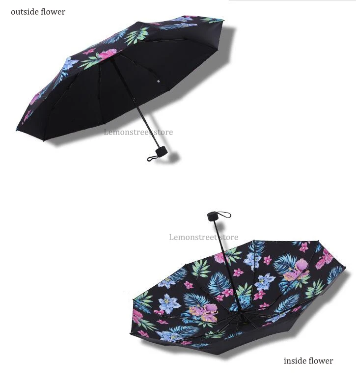 Цветочный женский зонт, маленький женский зонт от дождя, женский зонтик для дам, анти-УФ, 5 складной карманный зонтик, Paraguas - Цвет: outside flower I