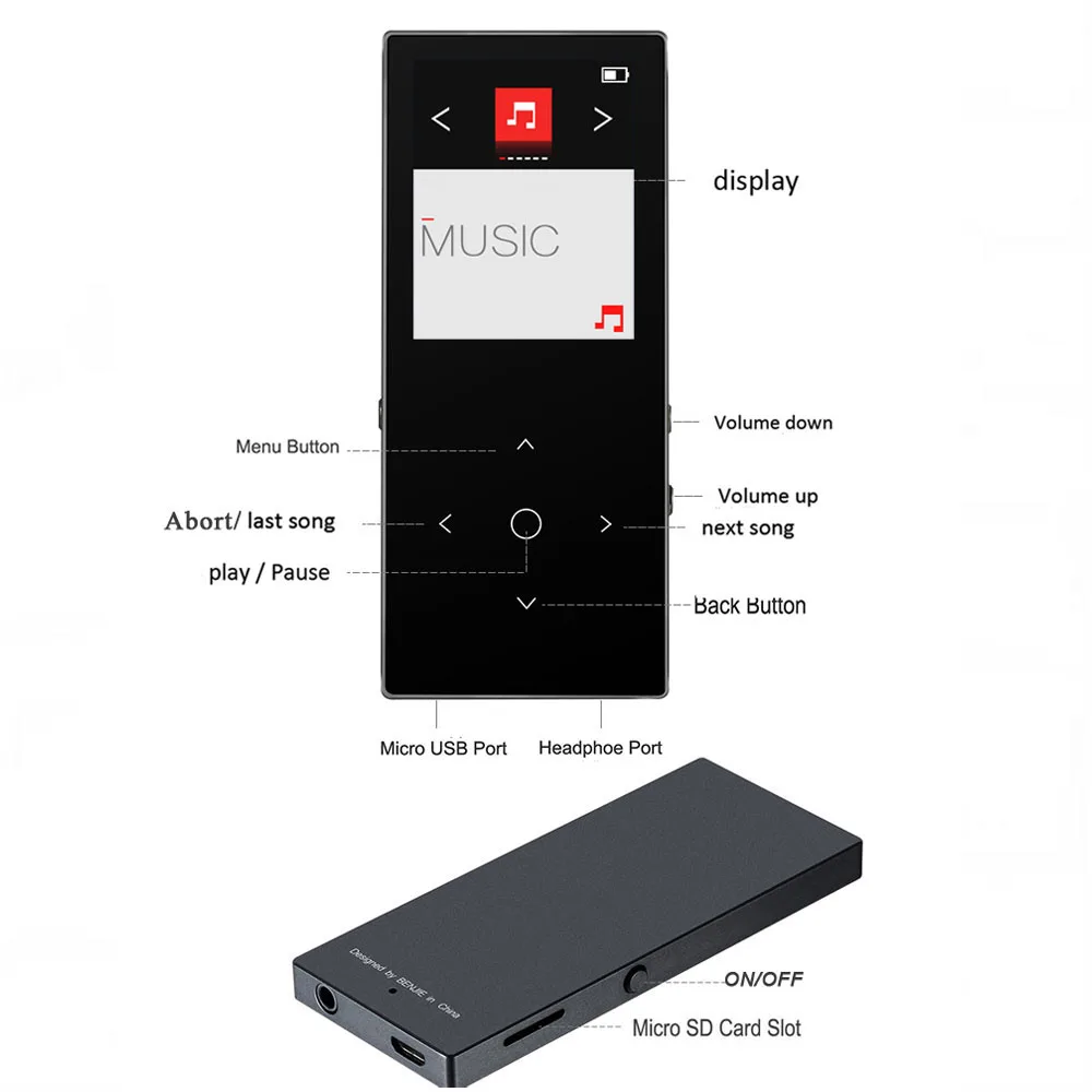2018 BENJIE Bluetooth MP3 плеер 8G 1 8 дюймов Sreen металлический корпус HIFI без потерь динамик