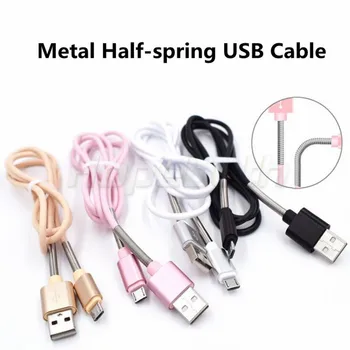 

1M 3FT Half Spring Micro USB Charger Cable High Quality Durable Charging Data Sync Cord Universal For Samsung Android Cell Phone