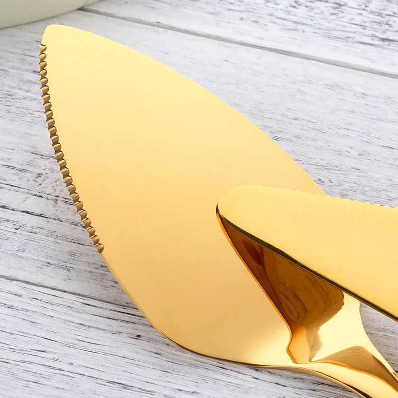 1Pc Gold/Rose Gold Stainless Steel Cake Shovel Knife Pie Pizza Cheese Server Cake Divider knives Baking Tools New 30cm