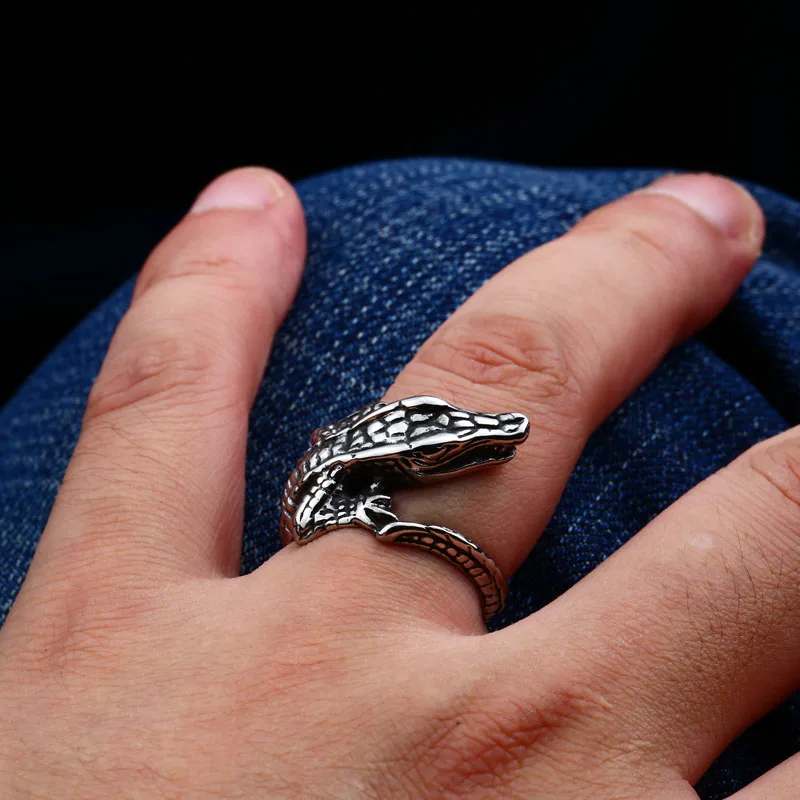 Байер магазин Нержавеющая сталь ящерица Байкер животных кольцо для человека Дамская Мода Винтаж Jewelry BR-Q025