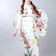 Высокая Мода красочное японское женское шелковое кимоно-юката классическое цветочное кимоно с Obi Новинка Костюм для выступлений один размер H0045