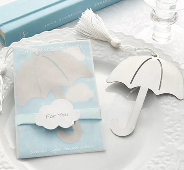 

TIAMECH 1Pcs New In Box Umbrella Bookmark With Tassel Butterfly Bookmarks Book Mark Exquisite Gift Wedding Favors K6899