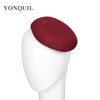 

Burgundy imitation sinamay 15CM fascinator base party hats hair accessories cocktail DIY headwear bridal hats wedding millinery