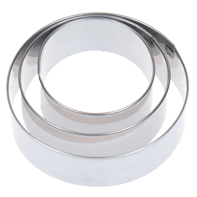 3Pcs Adjustable Round Stainless Steel Round Circle Cookie Mousse Cake