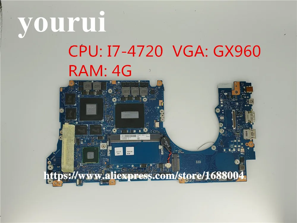 

N501JW Motherboard GTX960M i7 cpu REV 2.1 For ASUS N501JW UX501J UX501JW Laptop motherboard N501JW Mainboard 4GB RAM