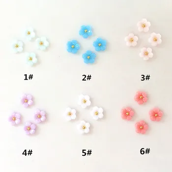 

Japan 100pcs/bag Nail Art Decoration Candy Color Rhine Floral Plum Flower Resin Nail Accessories Nail Tools