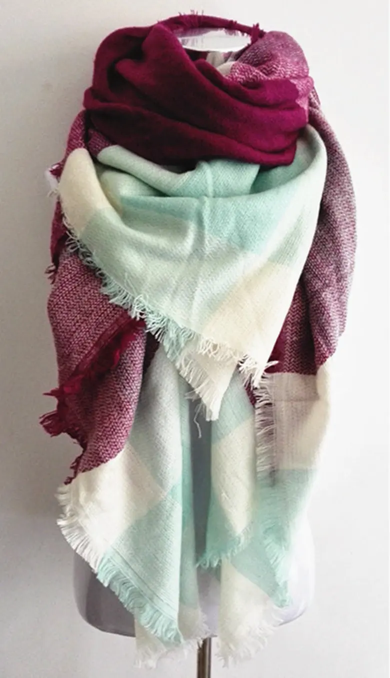 Za одеяло шарф плед кашемировый шарф женский зимний теплый шарф большой квадратный шарф акриловые женские шарфы шали bufandas - Цвет: 5