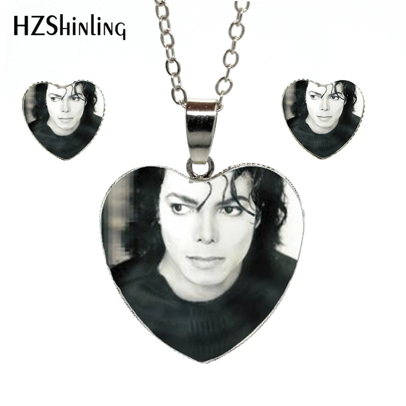 HZShinling HES 039 New Michael Jackson Heart Necklace Moonwalk Pendant Classic Jewelry Set