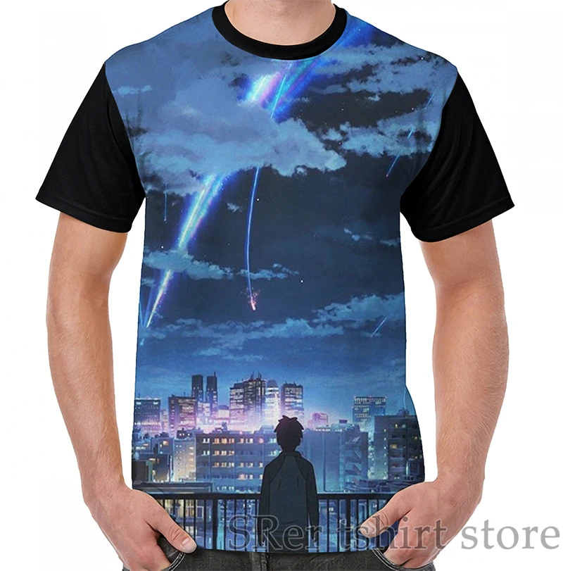 

Funny print men t shirt women Tops tee Kimi no na wa (your name) Graphic T-Shirt men O-neck Short Sleeve Casual tshirts