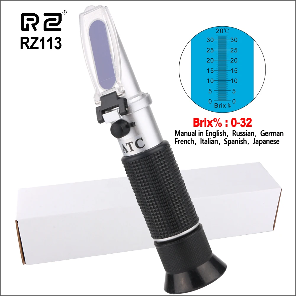 

RZ Handheld sugar Meter Refractometer For Sugar Beer Brix Test Optical 0-32% ATC Fruit Sugar Meter Saccharimeter RHB-32ATC RZ113