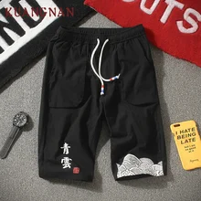 KUANGNAN китайский стиль длиной до колена летний хлопок шорты мужские длинные мужские s шорты мужские летние мужские шорты Хлопок Уличная Новинка