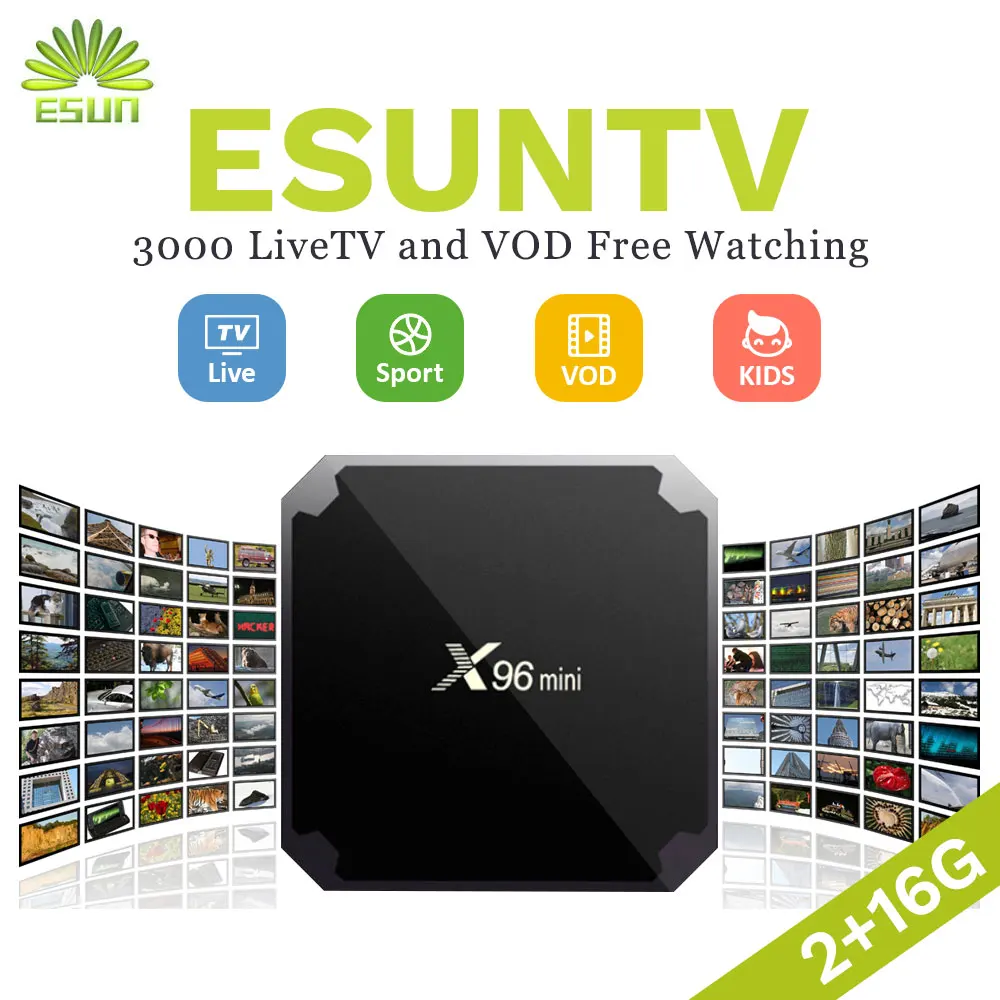 

ESUN-TV X96 Mini Android 7.1 box Europe Portugal SPAIN ITALY Germany UK USA Albania CA XXX VOD support m3u enigma2