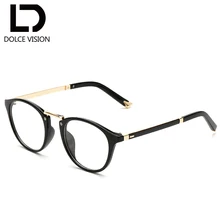 Dolce vision Винтаж круглый стильная обувь; Цвета: черный с прозрачными стеклами Для женщин круглые очки аксессуары рамки металлическая женские очки оculos леди