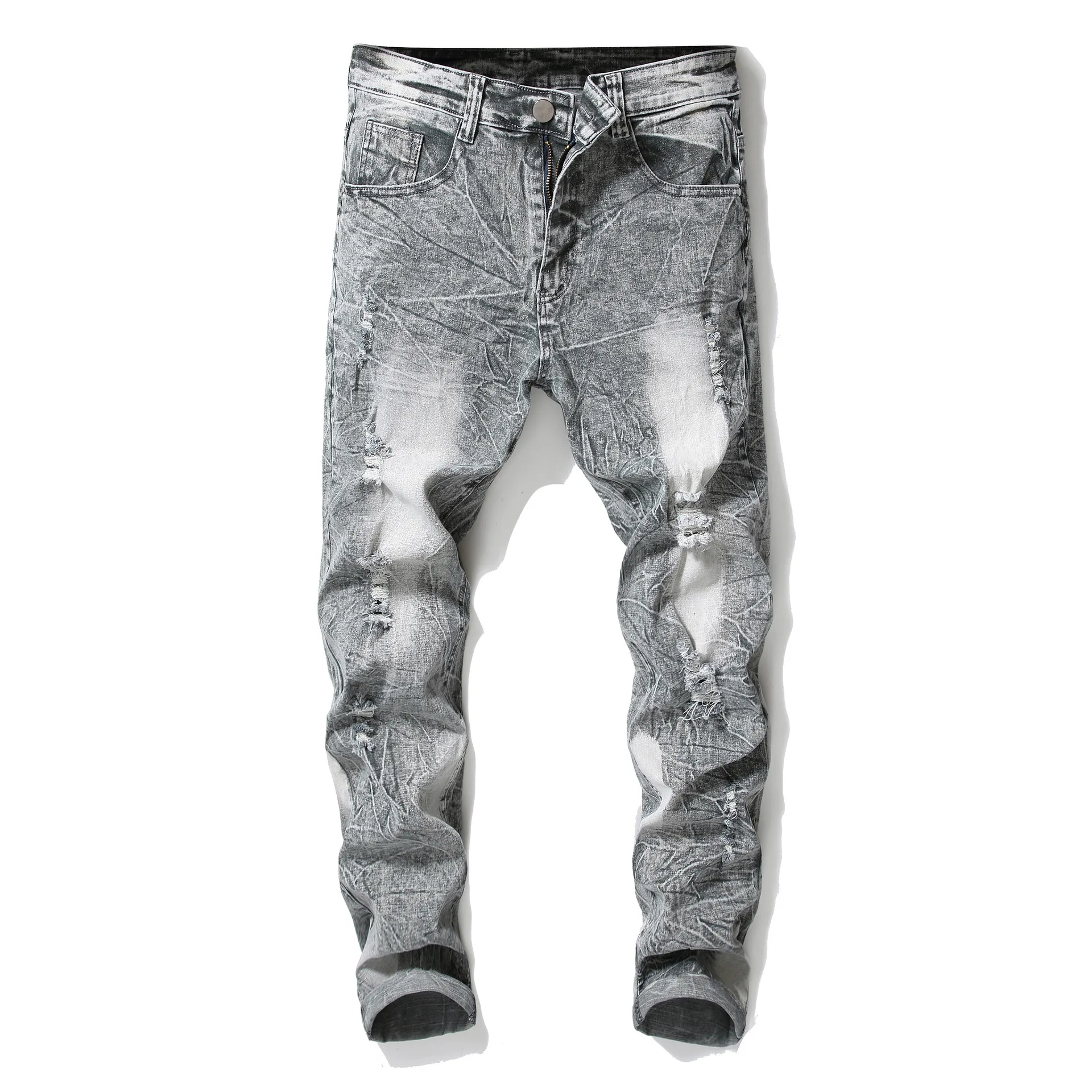 Light grey Denim Trousers Snow Wash Men 
