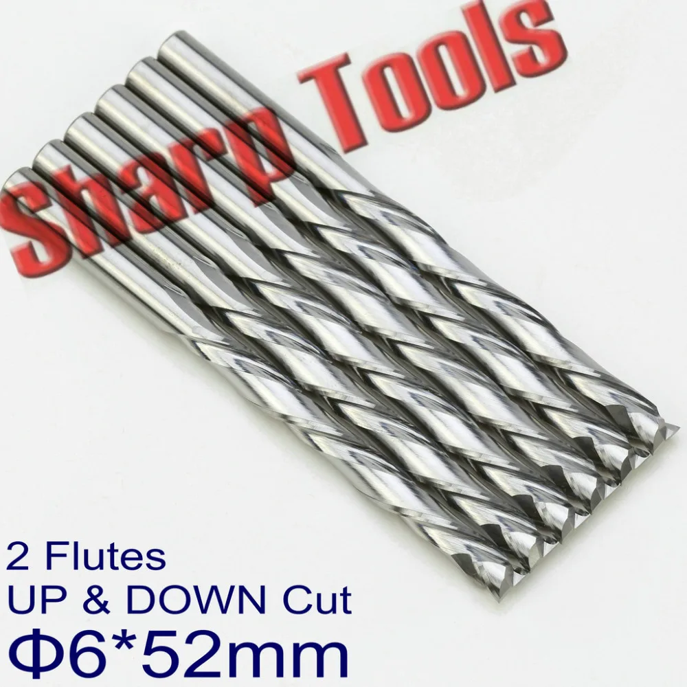 Up Down Cut 6*52mm 2 Flute End Mill Tools Cutter Tungsten Carbide