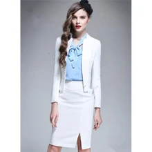 Белые женские деловые костюмы тонкие женские Формальные работы OL Женская юбка, костюмы 2 шт куртка+ юбка B352
