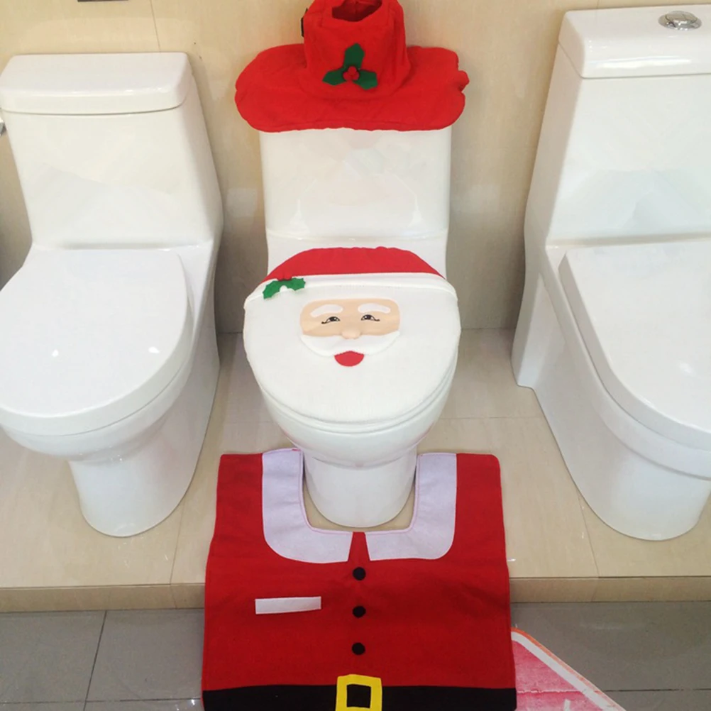 3pcslot bathroom Santa claus Toilet Cover rug set new year christmas decoration enfeites de natal navidad christmas gift