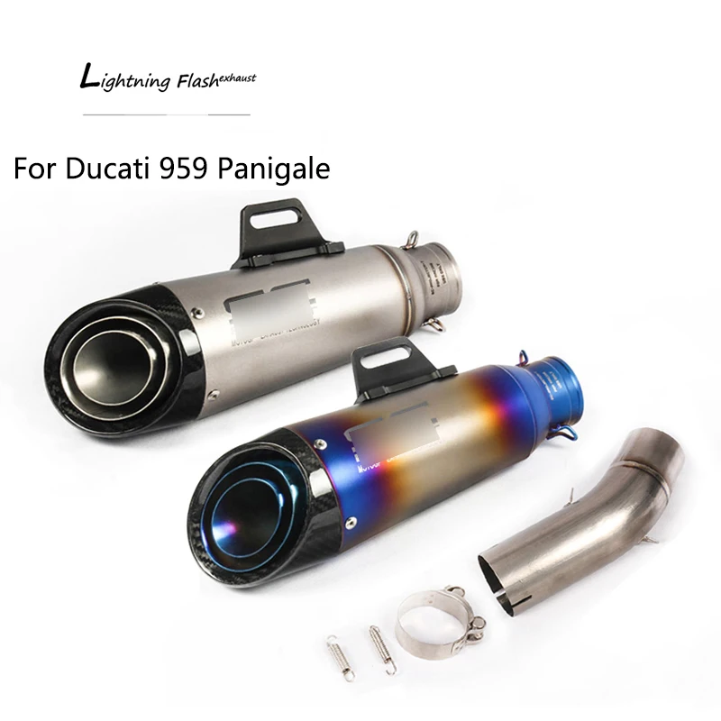 

For Ducati 959 Panigale Motorcycle Exhaust Pipe Titanium Alloy Mid Pipe Slip On 61 mm Carbon Fiber Escape No DB Killer 310 mm