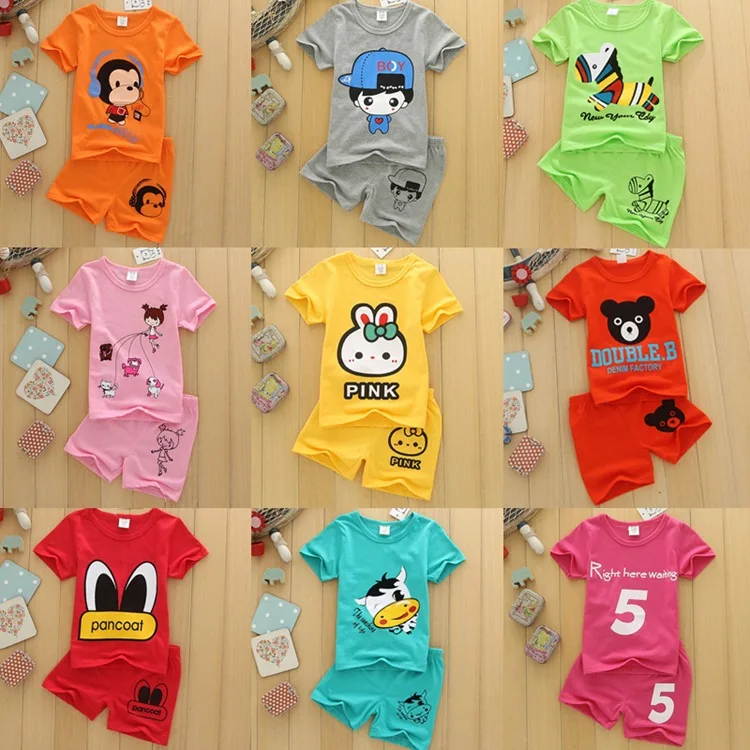 

New Kids'Suit 2019 High Quality All Cotton Short Sleeve T-shirt Short Skirt Suit for Summer babys