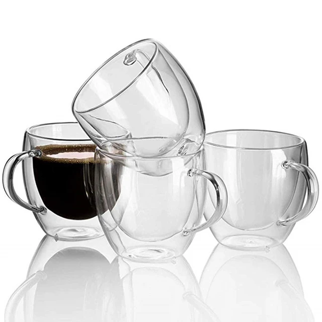 Double Wall Glass Coffee Tea Cups Heat Resistant Double Wall Coffee Mugs  Transparent Lemon Mug Water Drink Cup