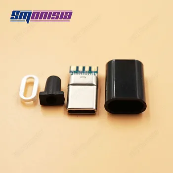 

Smonisia 50pcs USB 2.0 Type C Male jack Plug Welding Type USB-C 4 in 1 PCB Connector