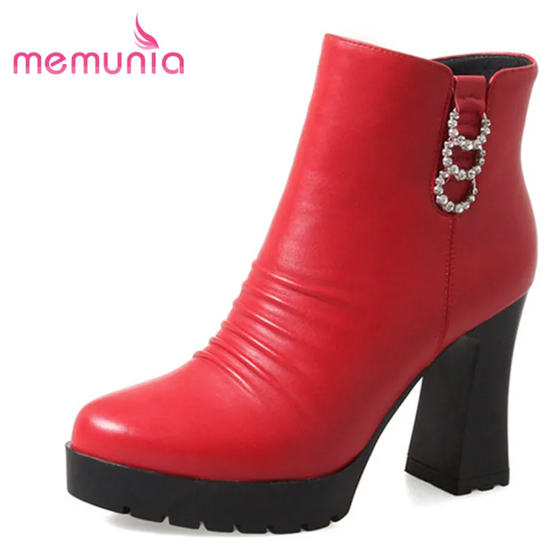 

MEMUNIA 2018 new arrive platform ankle boots popular metal decoration fashion women boots round toe solid winter boots