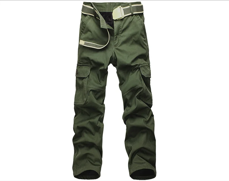 Men Plus Size Velvet Thick Warm Overalls Cargo Tactical Commandos