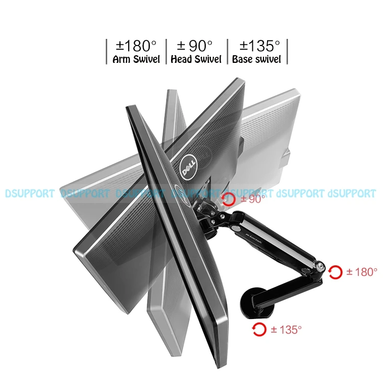 Q5D газовая пружина Настольный 10-27 дюймов двойной монитор держатель Кронштейн Дисплей Стенд с 2 USB порт загрузки 2-9 кг каждая головка