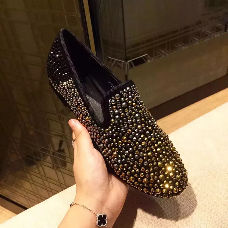 Appartements Sapato Bout Nouveau Casual Feminino Chaussures Rond Kqaoqao as Mocassins Suede Shown Cristal Femmes As Plates Ballet Shown Strass Femme qSwtPdY