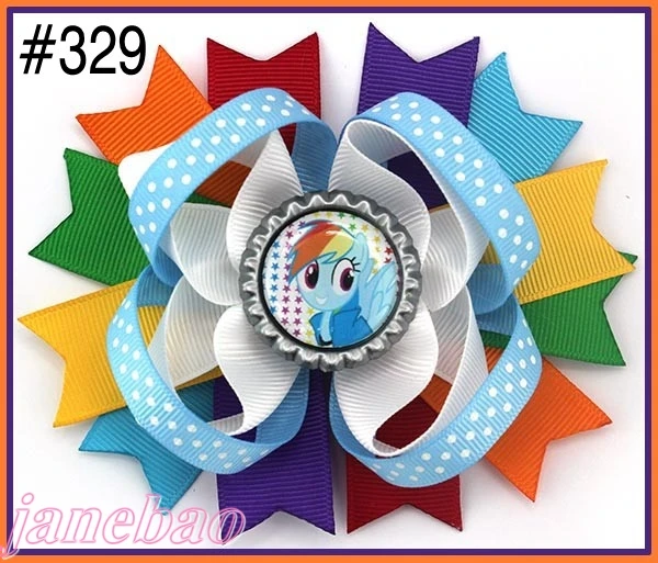 

free shipping 32pcs 4.5" inspired hair Boutique Layered Hair Bow character hair bows cartoon girl hair clips-C