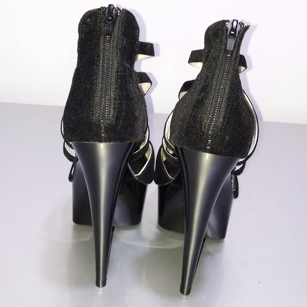 Черные модные модельные туфли и сандалии на шпильке 15 см|fashion sandals|sandals fashion15 cm |