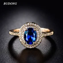 BUDONG модное кольцо на палец, очаровательное Золотое кольцо, большой блестящий овальный кристалл, циркон, роскошное свадебное ювелирное изделие для женщин XUR289