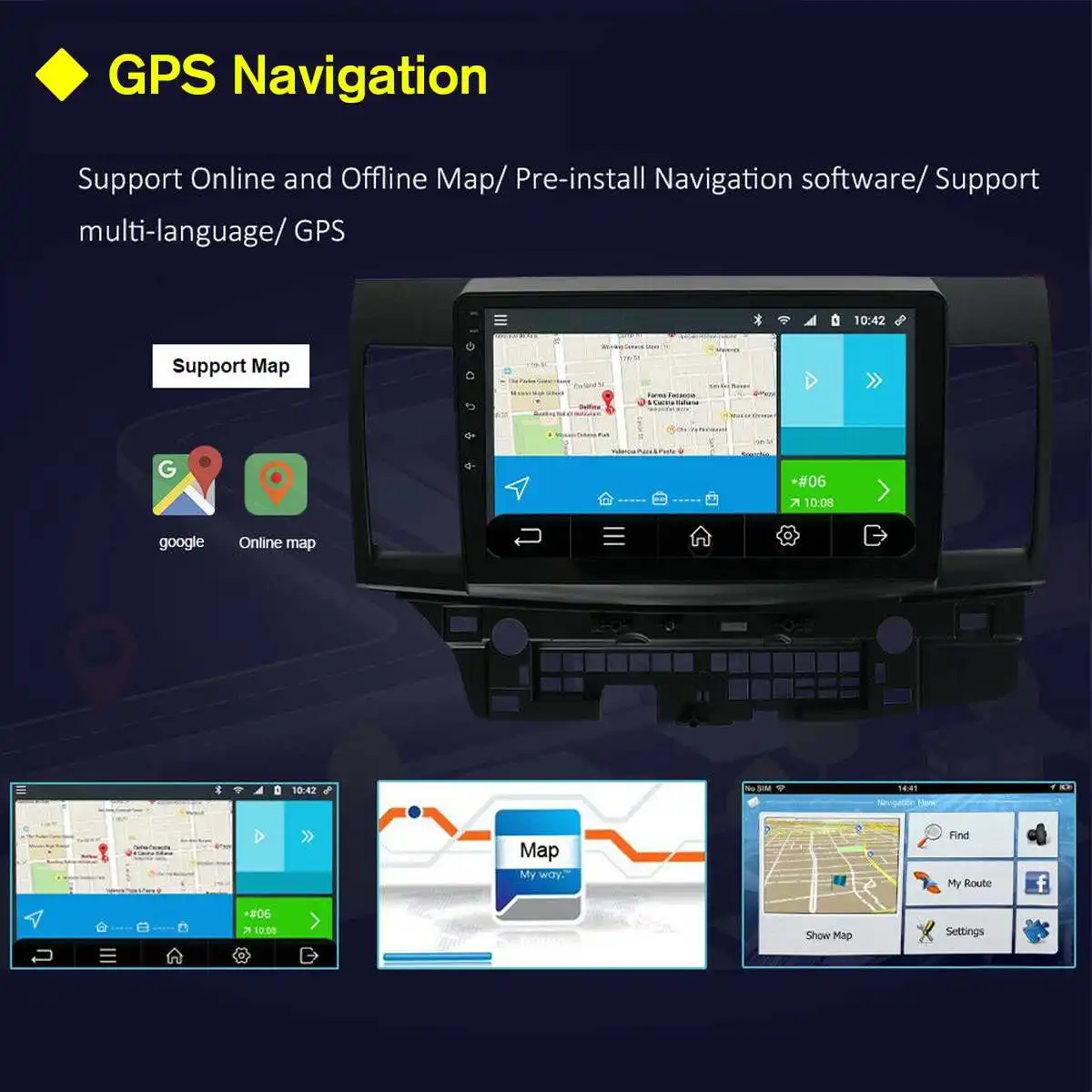 Cheap Car Multimedia Player 10.2 1G+16G for Android8.1Car Stereo 1DIN bluetooth WIFI GPS Quad Core For Mitsubishi Lancer head unit 13
