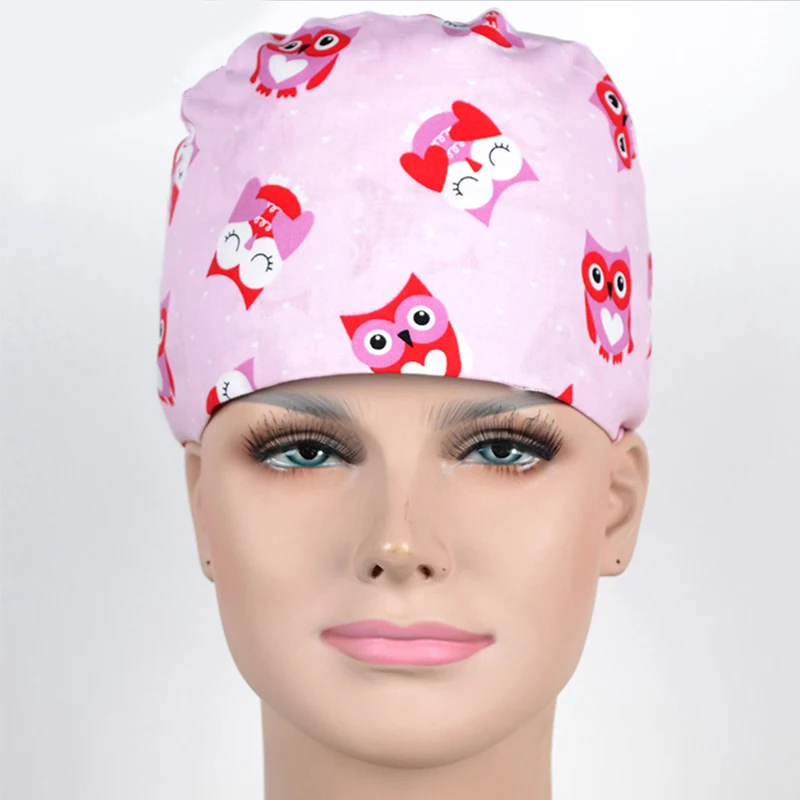 Sanxiaxin новая операционная шляпа женщина Доктор Медсестры хлопок Европейская и американская печать длинные волосы шапка-Бандана) синяя хирургическая шапка - Цвет: hat