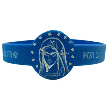 

300pcs OL Our Lady of Grace Miraculous Mary silicone wristband rubber bracelets free shipping by DHL express