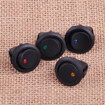

4Pcs Car ON/OFF Round LED Light Toggle Switches Black DC12V Waterproof ON/OFF Round Rocker Boat LED Light Toggle Switch
