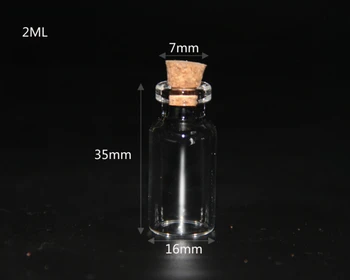 

200pcs/lot 16*35mm 2ml Small Mini Cork Stopper Glass Bottles Vials Jars Containers Small Wishing Bottle Glass Craft Glass Bottle