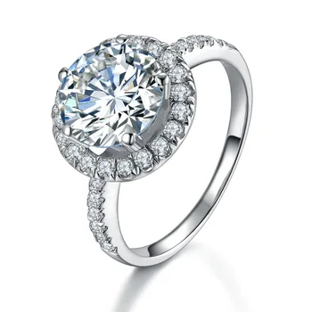 

Forever Classic 3Ct Round Cut Moissanite Wedding Ring Solid 925 Sterling Silver Rings for Women White Gold Color Jewelry