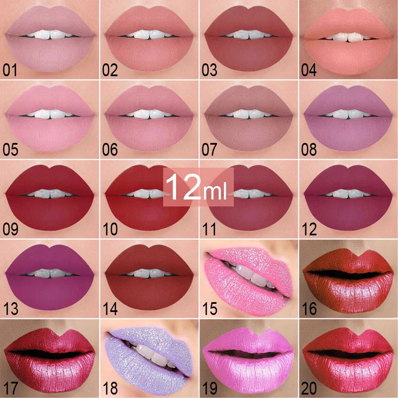 Brand Sexy Nude Matte Velvet Glossy Lip Gloss Lipstick Lip Balm Liquid Non-Stick Cup Waterproof 20 Colors Women Fashion Cosmetic Brand Sexy Nude Matte Velvet Glossy Lip Gloss Lipstick Lip Balm Liquid Non-Stick Cup Waterproof 20 Colors Women Fashion Cosmetic