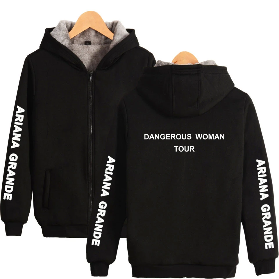Ariana Grande Team, утолщенные хлопковые Толстовки на молнии, свитшоты, женские парки, большие размеры, худи, зимняя одежда, уличная одежда