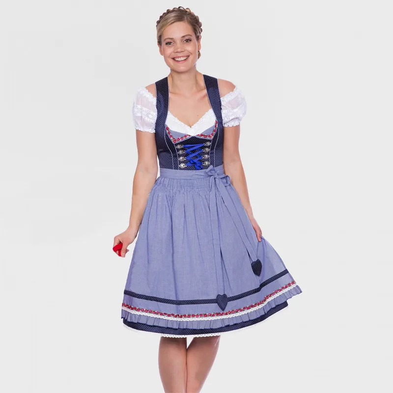 

Plus Size S-3XL Traditional German Beer Maid Costume Women Oktoberfest Dirndl Dress Adult Halloween Party Outfit