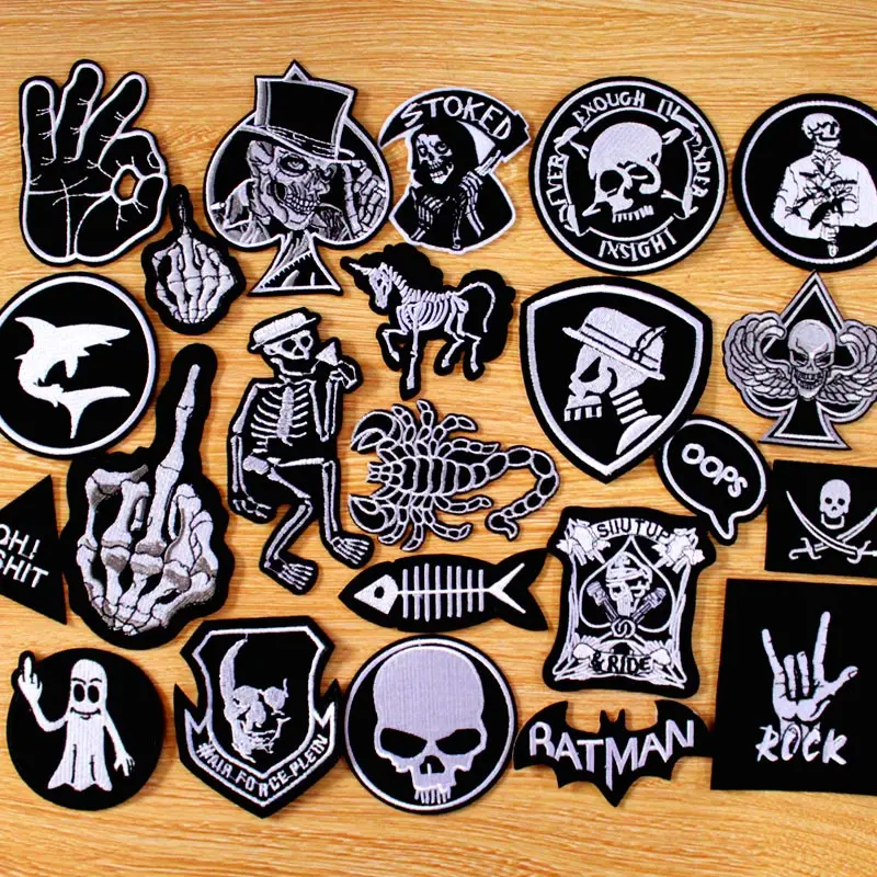 

DIY Rock Hippie Patch Embroidery Patches For Clothing Punk Skull Unicorn Patch Iron Patches For Clothes DIY Biker Badge Applique