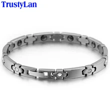 TrustyLan Модный магнитный браслет браслеты для женщин полированная нержавеющая сталь Ювелирные изделия 6 мм широкий женский браслет с подвески с фианитом