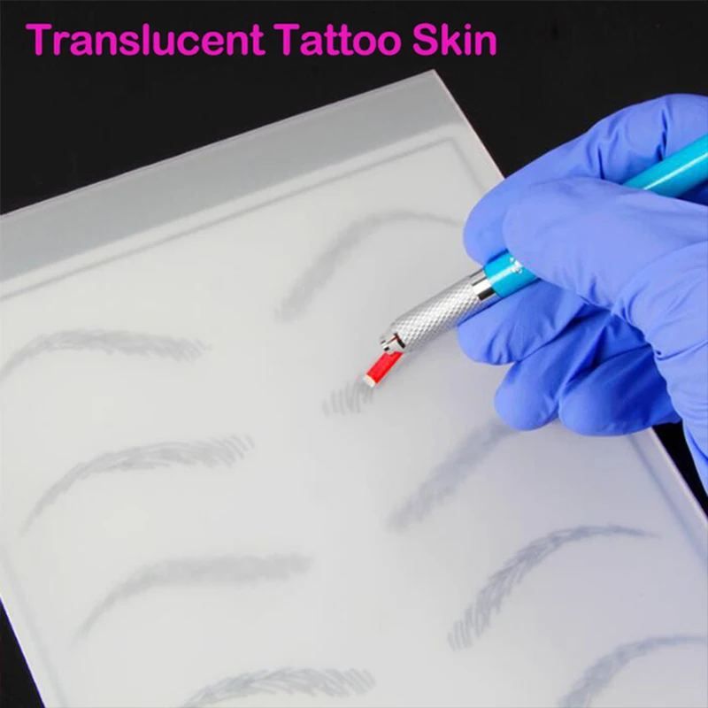 

10pcs Dual Side Blank Tattoo Practice Skin Translucent Permanent Makeup Eyebrow Lips Skin Sheet For Needle Machine