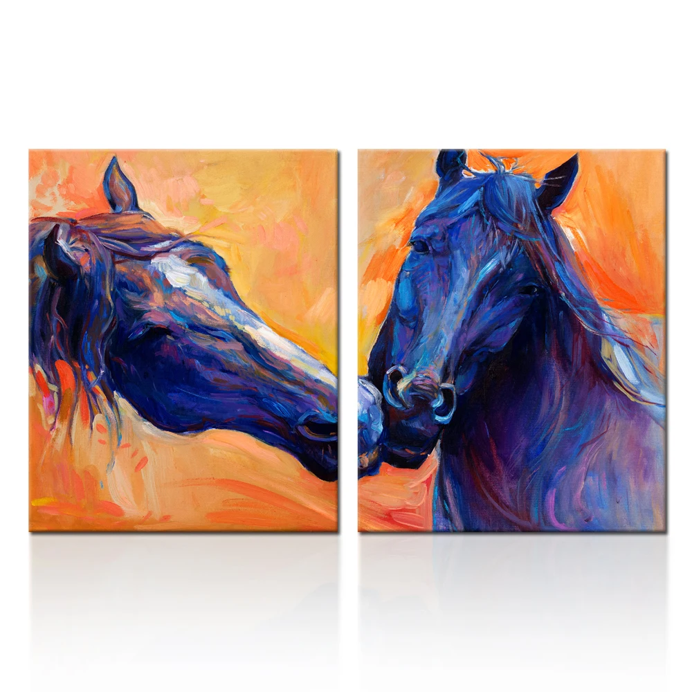 Mustang Stallion Horses Panoramic Picture Canvas Print Home Decor Wall Art