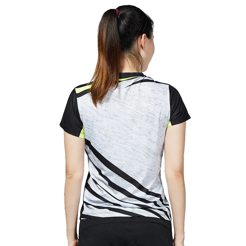 Kawasaki,, полиэстер, женская спортивная одежда, одежда для бадминтона, рубашки с v-образным вырезом, дышащая теннисная футболка для женщин, ST-T2013