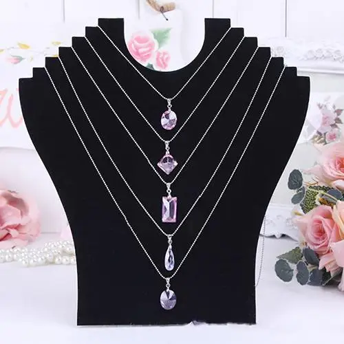 

Necklace Bust Jewelry Pendant Chain Display Holder Neck Velvet Stand Easel trendy